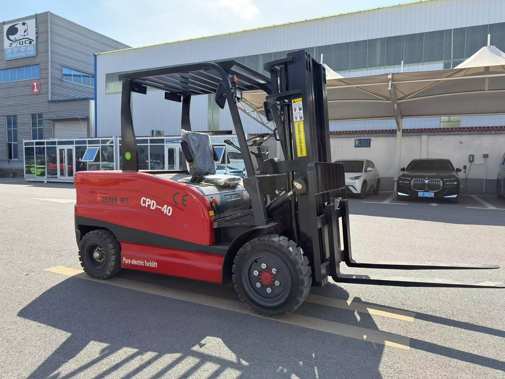 BaGong 4-ton heavy-duty electric forklift with solid pneumatic tires for mixed terrain